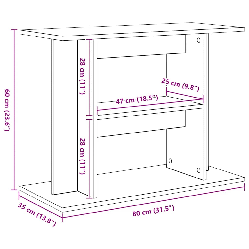 Stalak za akvarij sivi sonoma 80x35x60 cm inženjerski drvo