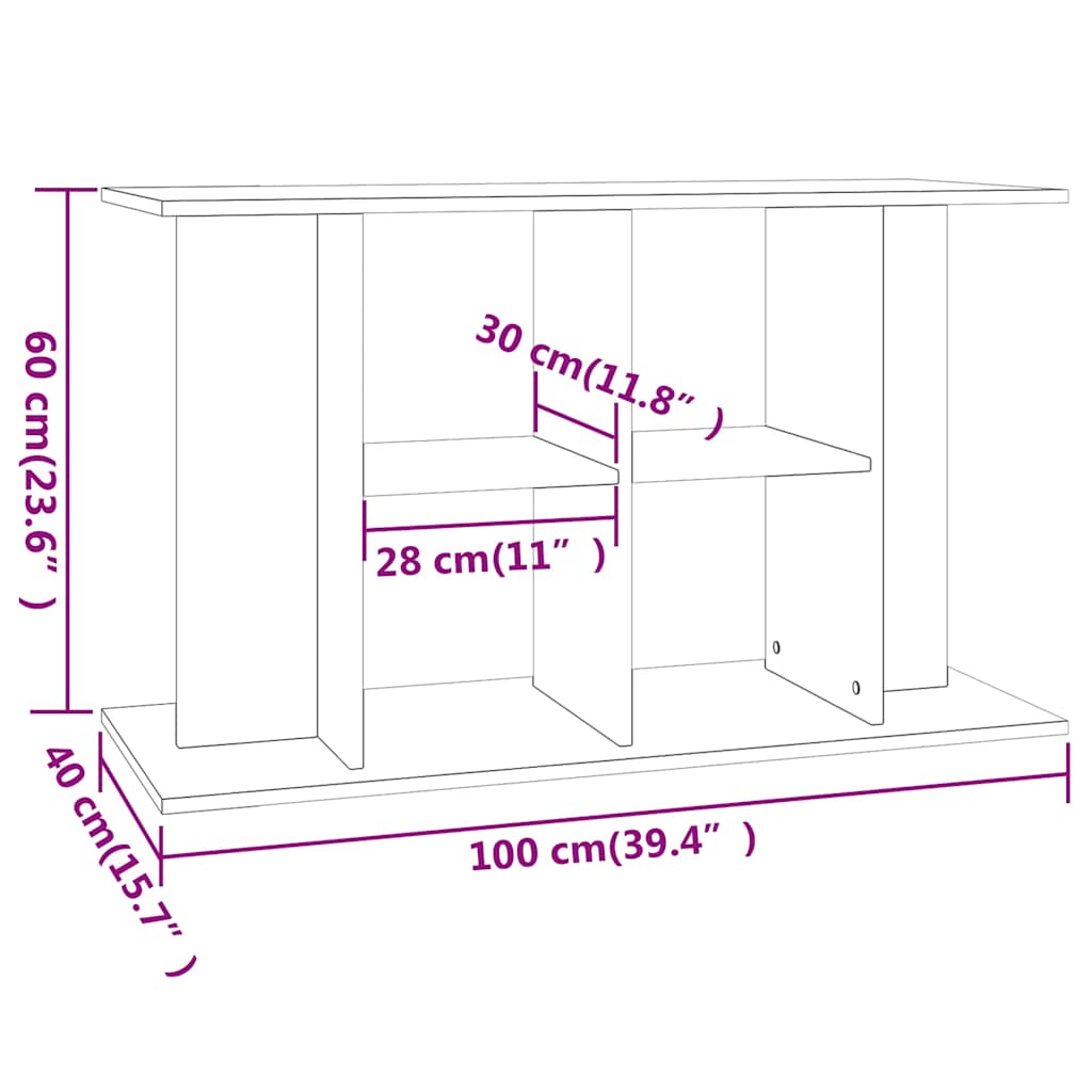 Stalak za akvarij bijeli 100 x 40 x 60 cm od konstruiranog drva