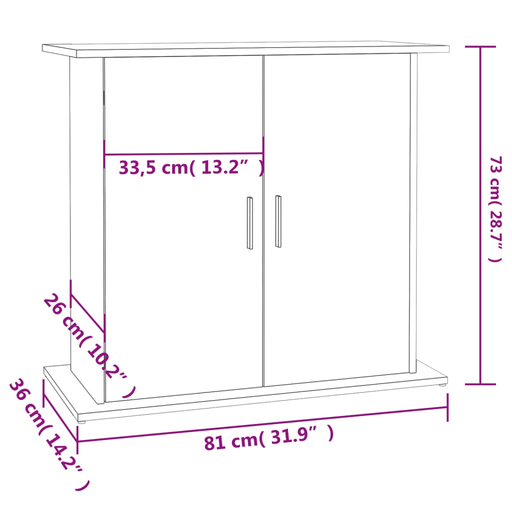 Stalak za akvarij bijeli 81 x 36 x 73 cm od konstruiranog drva