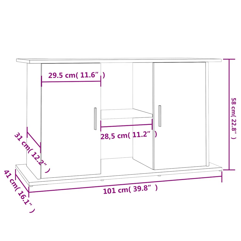 Stalak za akvarij Betonsko-sivi 101x41x58 cm Konstruirano drvo