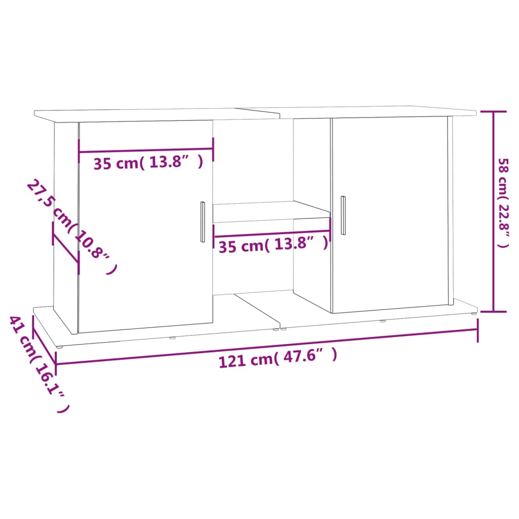 Stalak za akvarij bijeli 121 x 41 x 58 cm od konstruiranog drva
