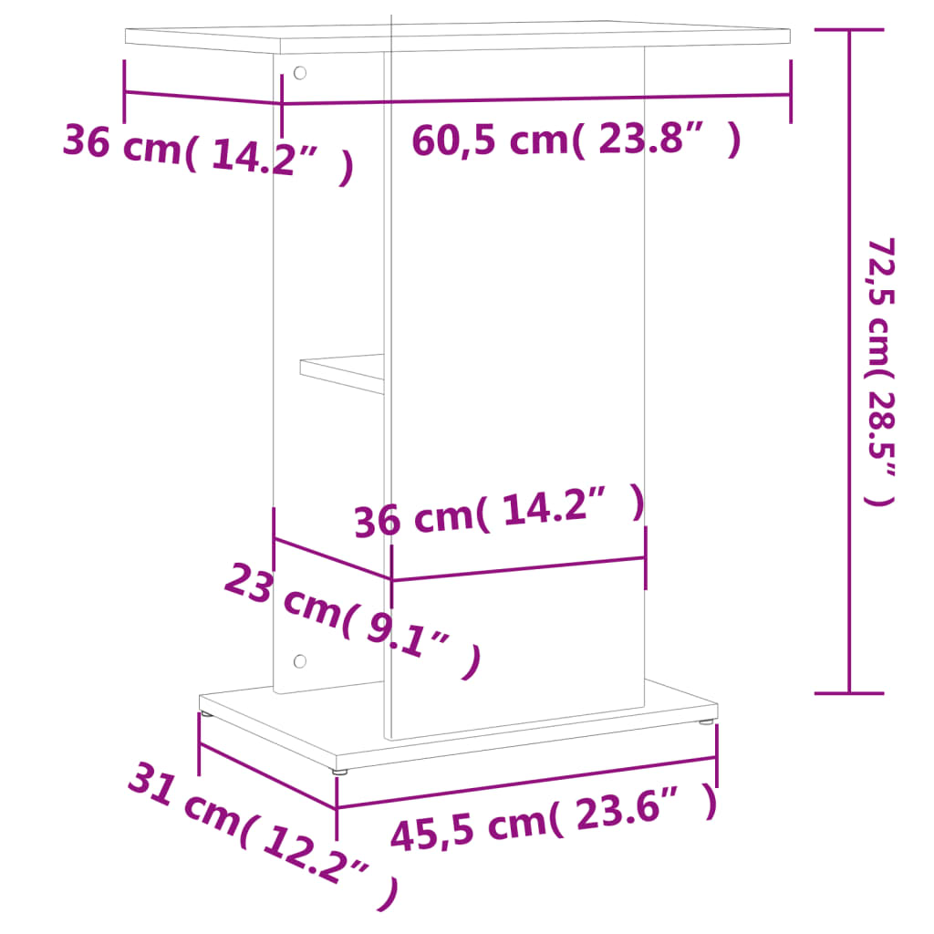 Stalak za akvarij boja hrasta 60,5x36x72,5 cm konstruirano drvo