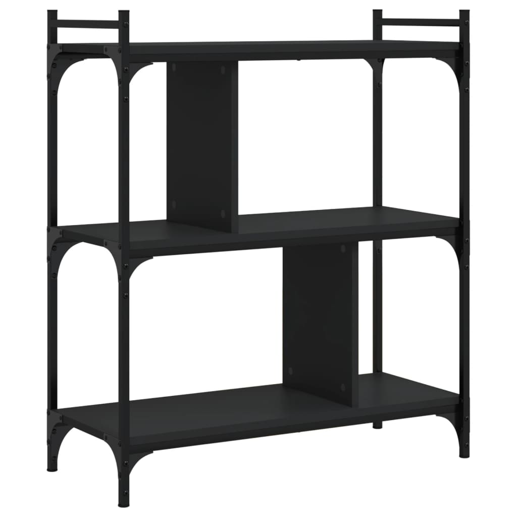 Regal za knjige s 3 razine crni 76x32x88 cm konstruirano drvo