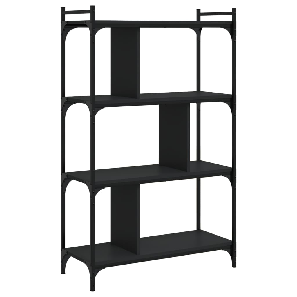 Regal za knjige s 4 razine crni 76x32x123 cm konstruirano drvo