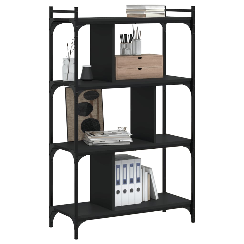 Regal za knjige s 4 razine crni 76x32x123 cm konstruirano drvo