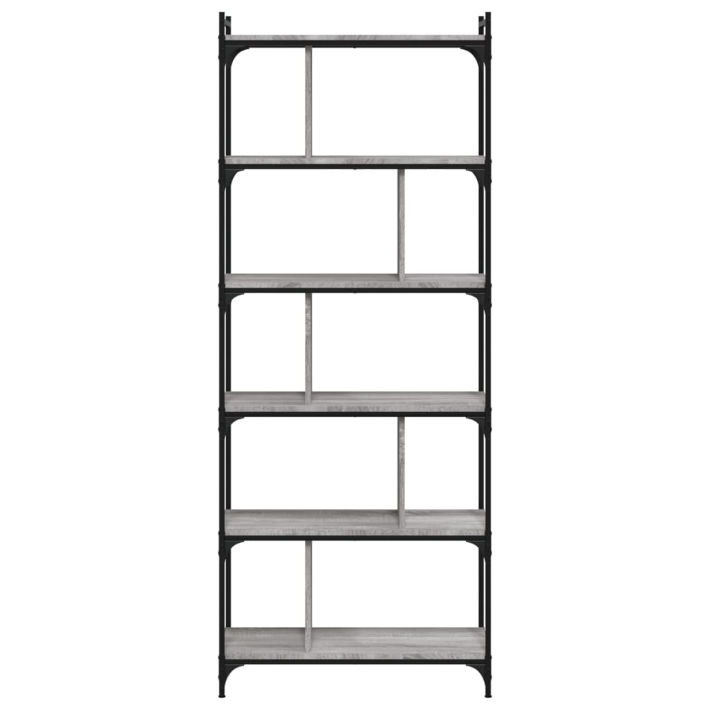Regal za knjige 6 razina siva boja hrasta 76x32x192 cm drveni