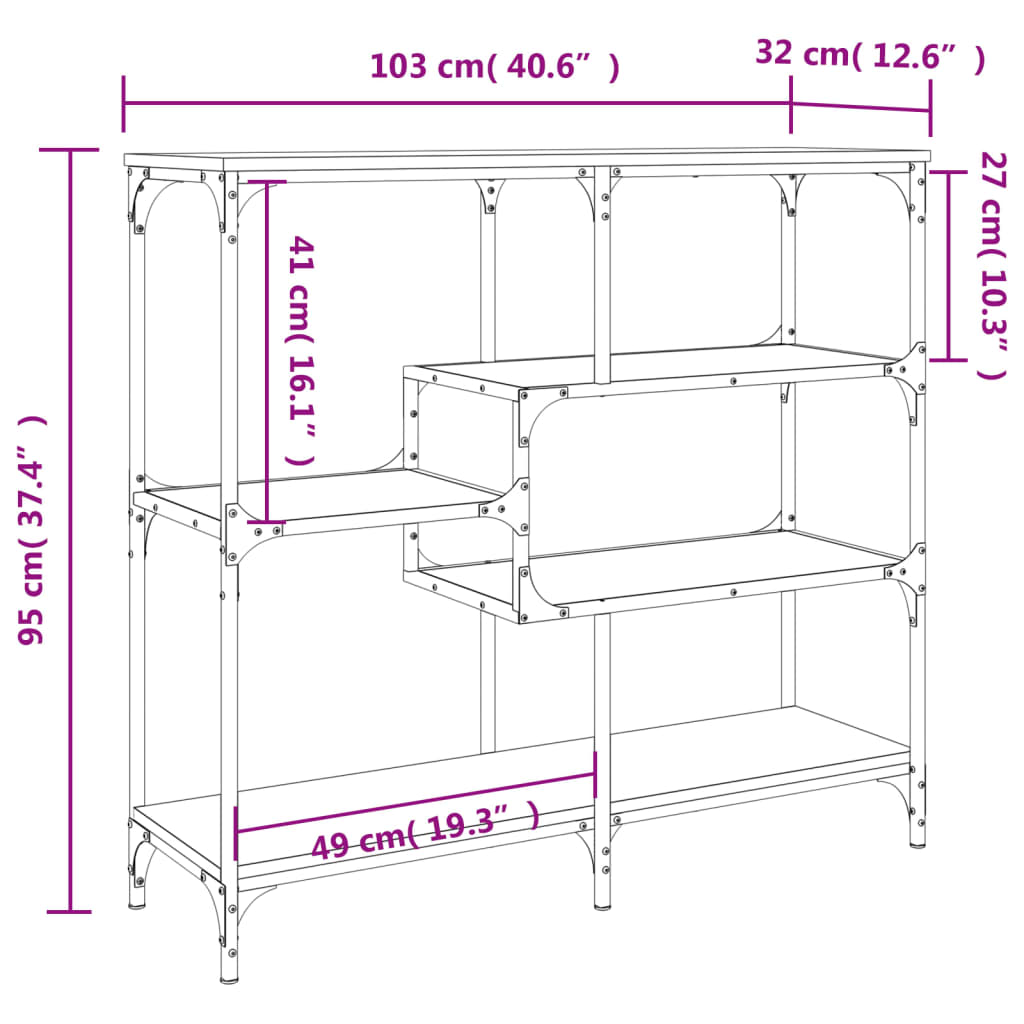 Konzolni stol boja hrasta sonome 103x32x95 cm konstruirano drvo