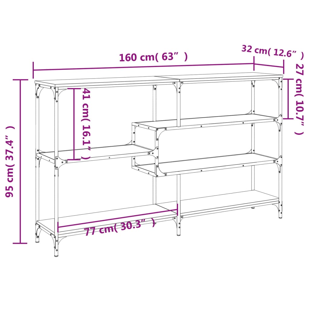 Konzolni stol boja hrasta 160x32x95 cm od konstruiranog drva