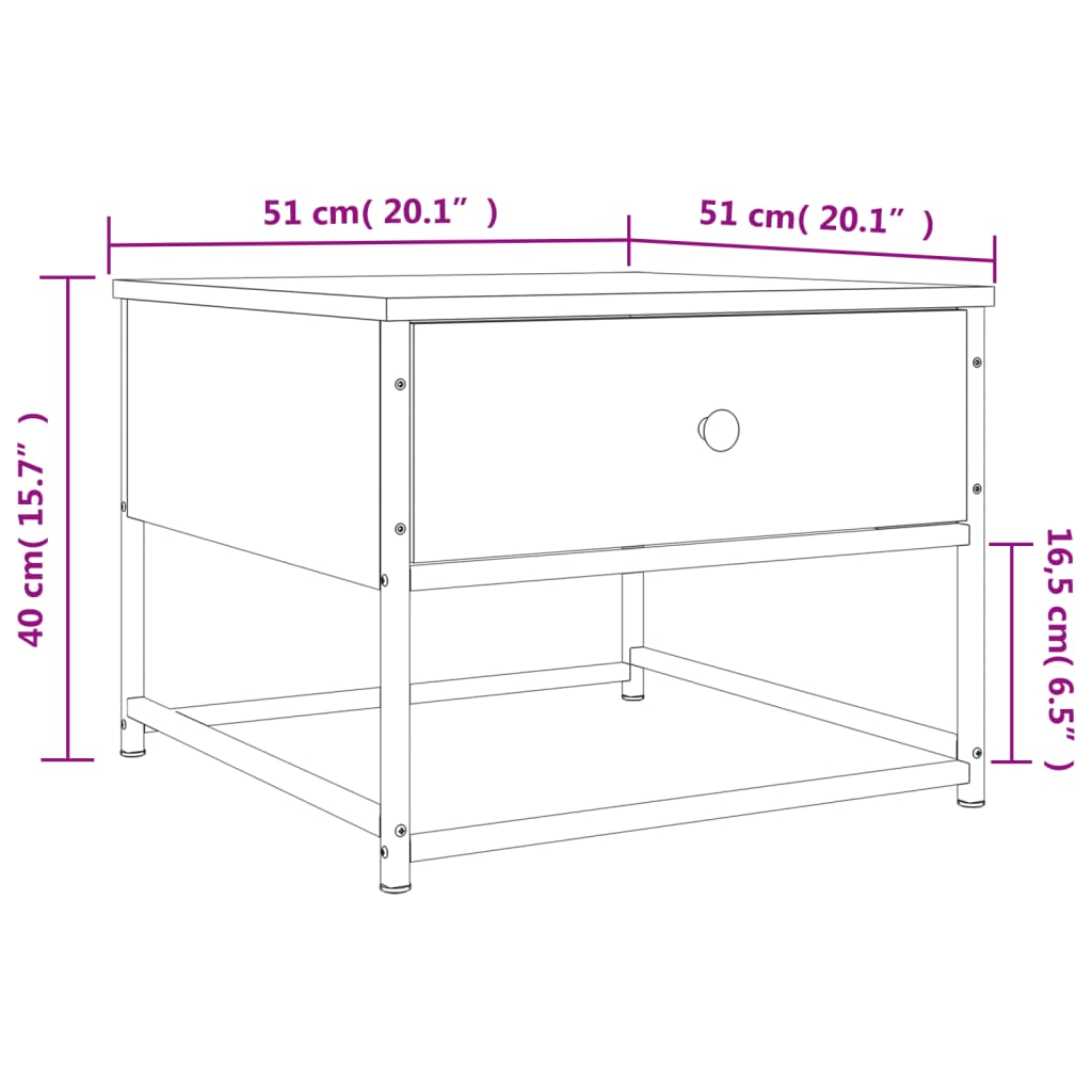Stolić za kavu crni 51x51x40 cm od konstruiranog drva