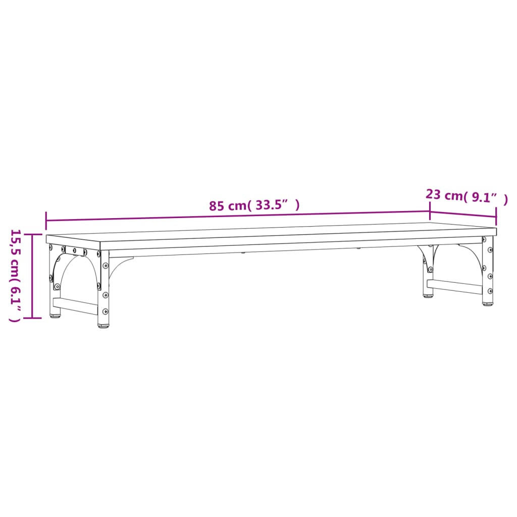 Stalak za monitor boja hrasta 85x23x15,5 cm konstruirano drvo