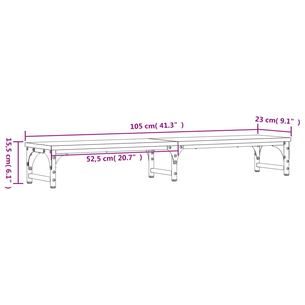 Stalak za monitor crni 105 x 23 x 15,5 cm od konstruiranog drva