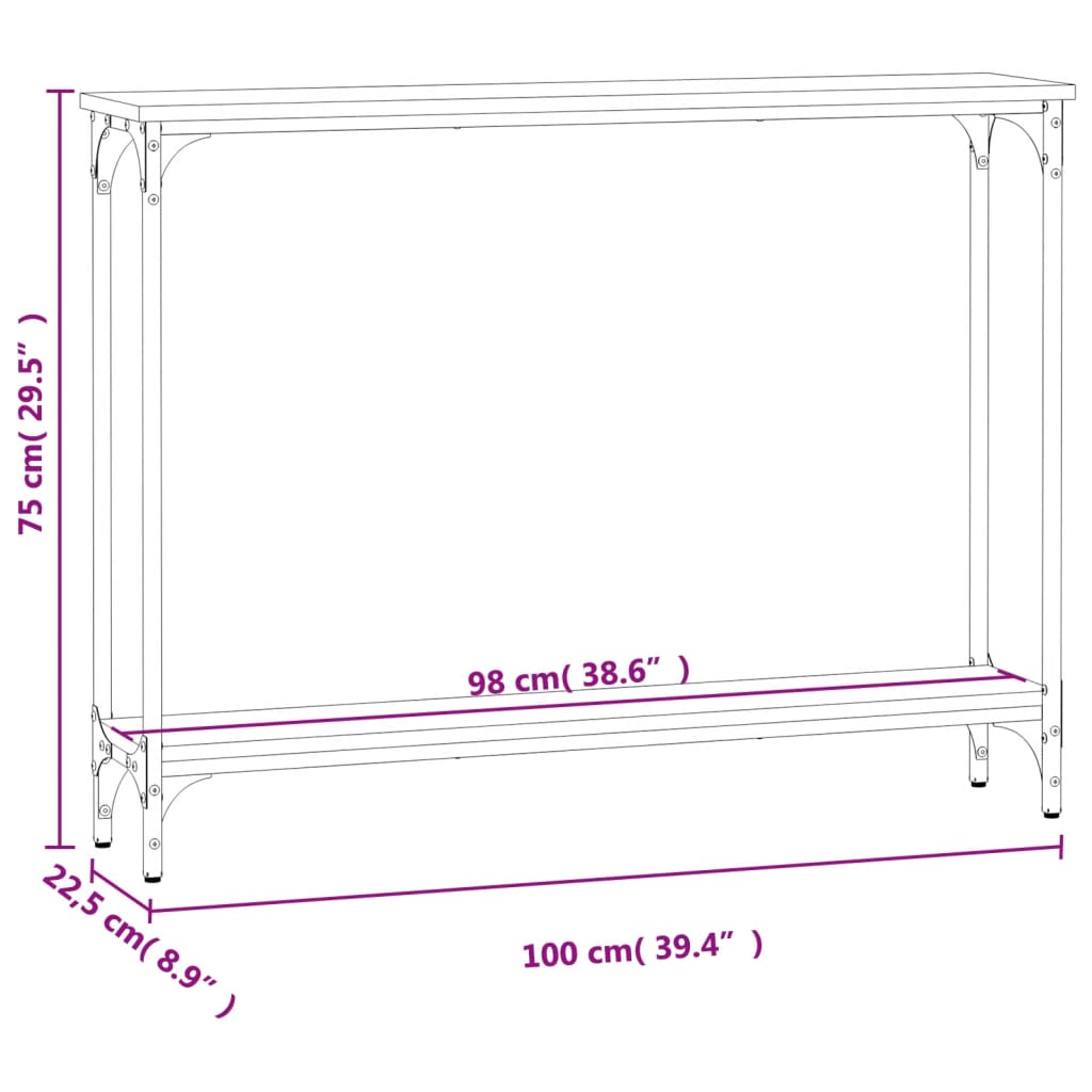 Konzolni stol boja hrasta 100 x 22,5 x 75 cm konstruirano drvo