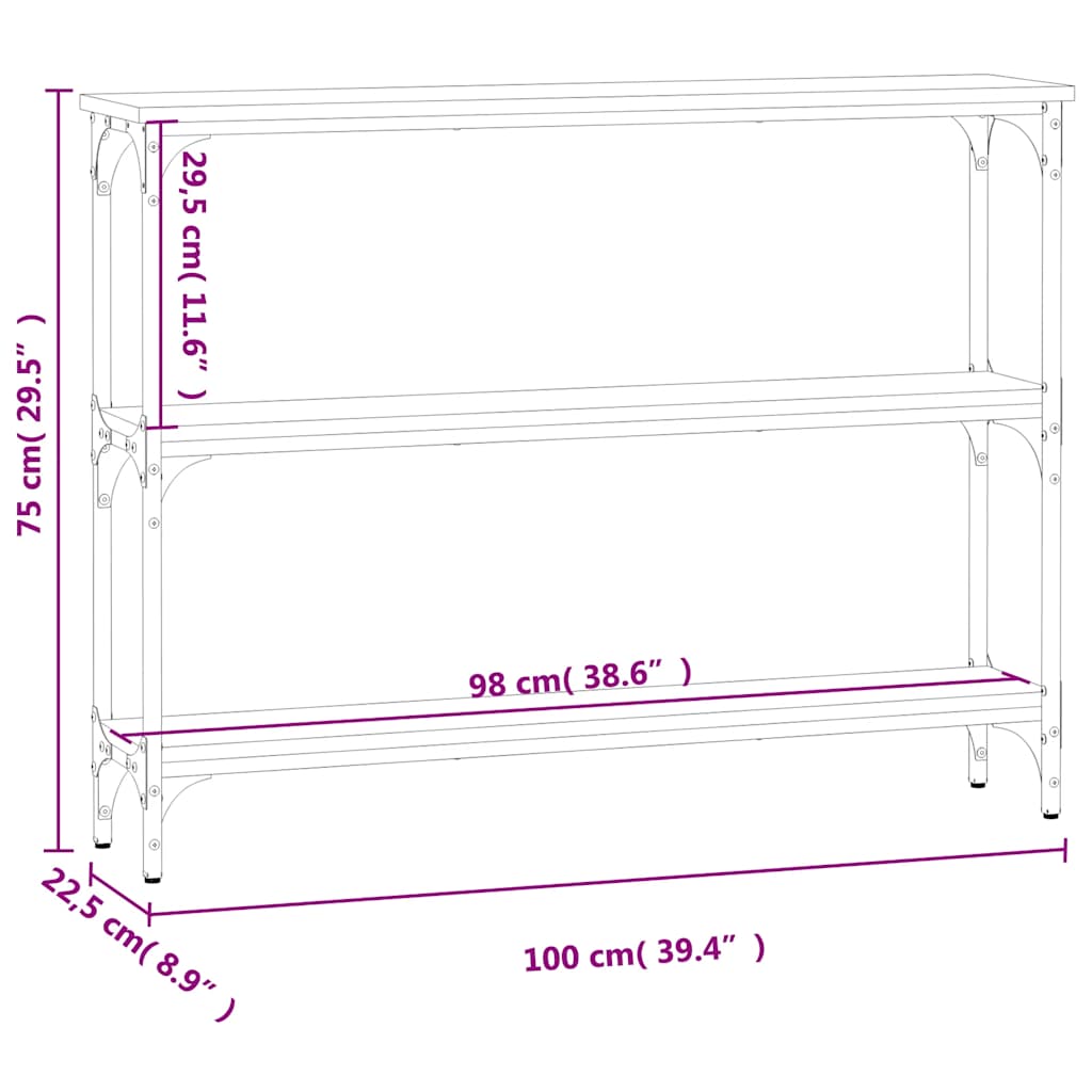 Konzolni stol crni 100 x 22,5 x 75 cm od konstruiranog drva