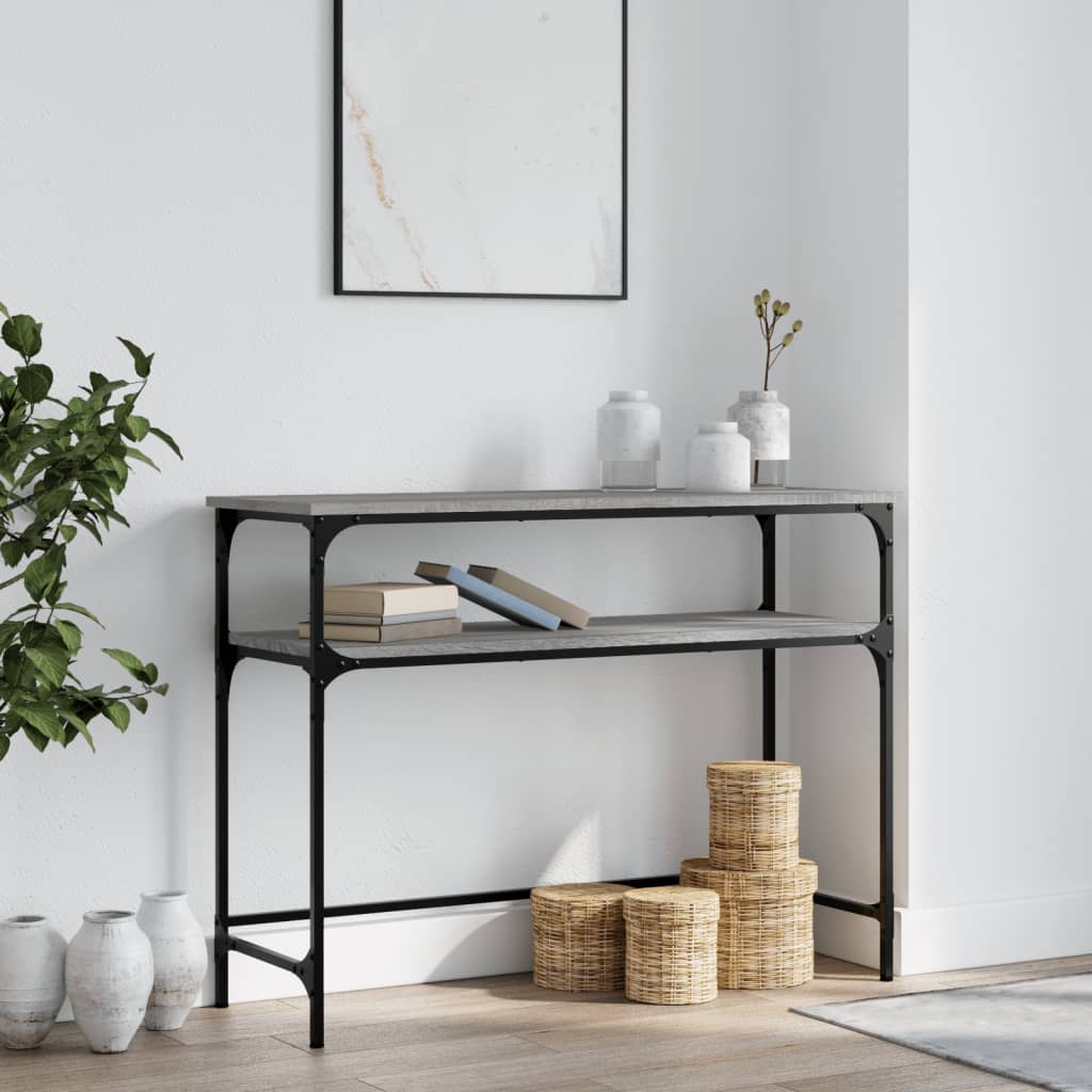 Konzolni stol siva boja hrasta 100x35,5x75 cm konstruirano drvo