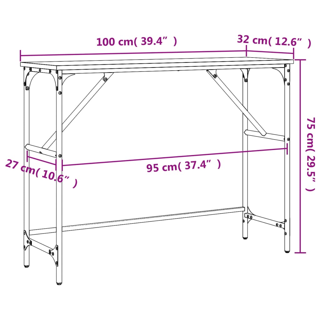 Konzolni stol boja hrasta sonome 100x32x75 cm konstruirano drvo
