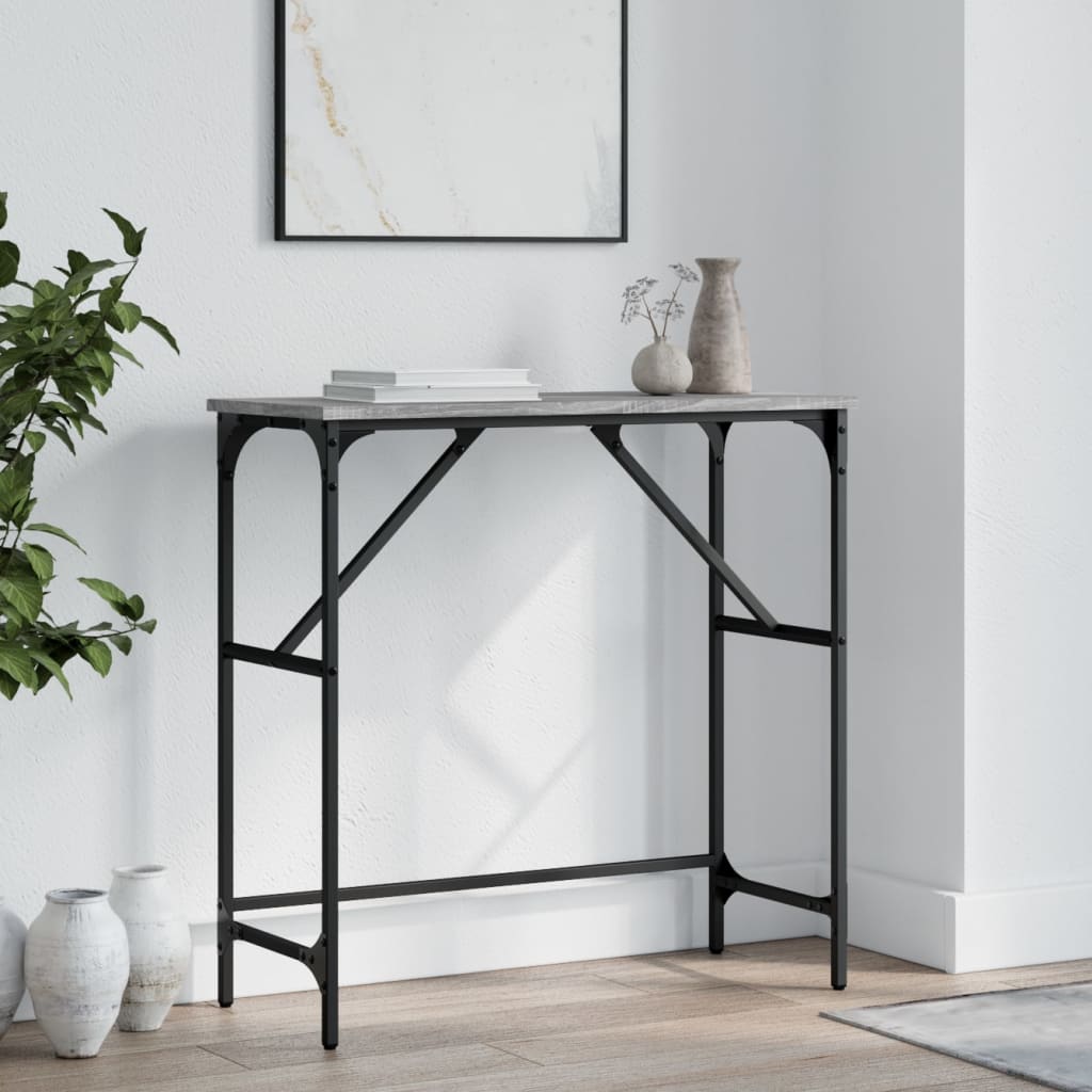 Konzolni stol siva boja hrasta 75x32x75 cm konstruirano drvo