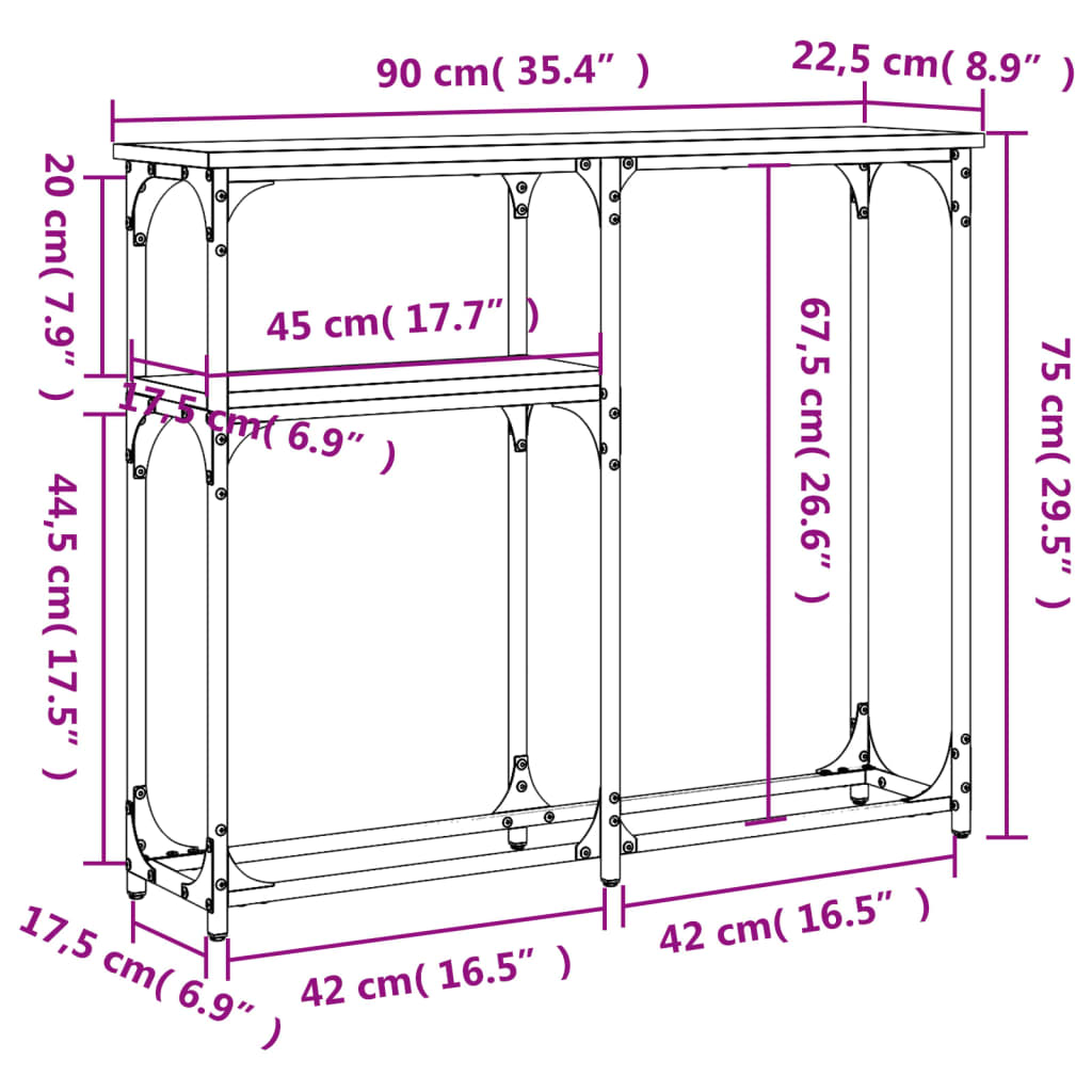 Konzolni stol boja hrasta 90 x 22,5 x 75 cm konstruirano drvo