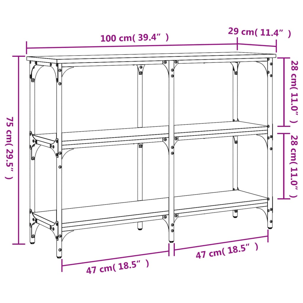 Konzolni stol boja hrasta sonome 100x29x75 cm konstruirano drvo