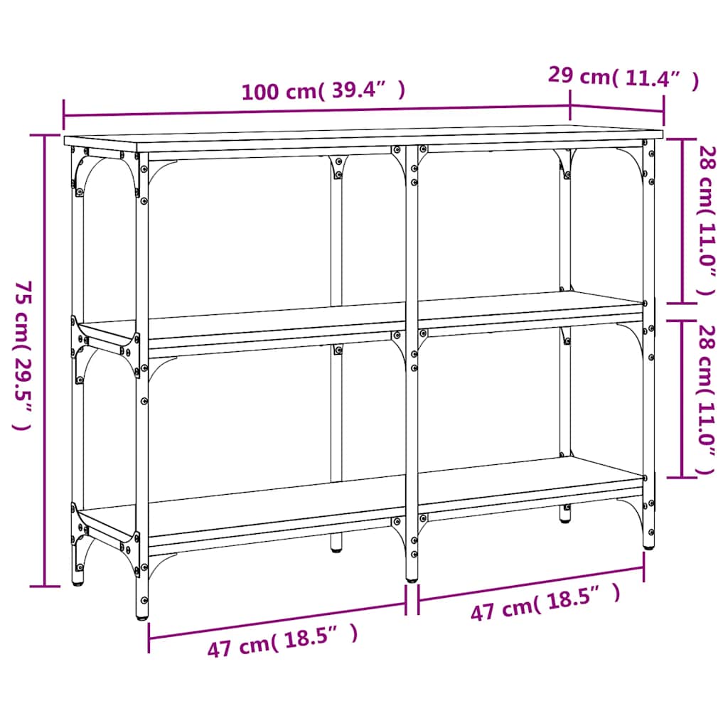 Konzolni stol boja smeđeg hrasta 100x29x75 cm konstruirano drvo