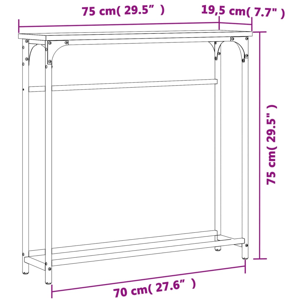 Konzolni stolić Sonoma hrast 75x19,5x75 cm Konstruirano drvo