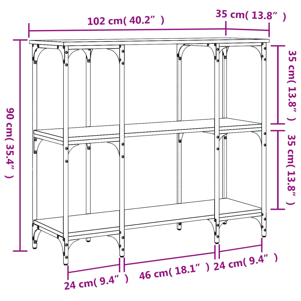 Konzolni stol crni 102 x 35 x 90 cm od konstruiranog drva