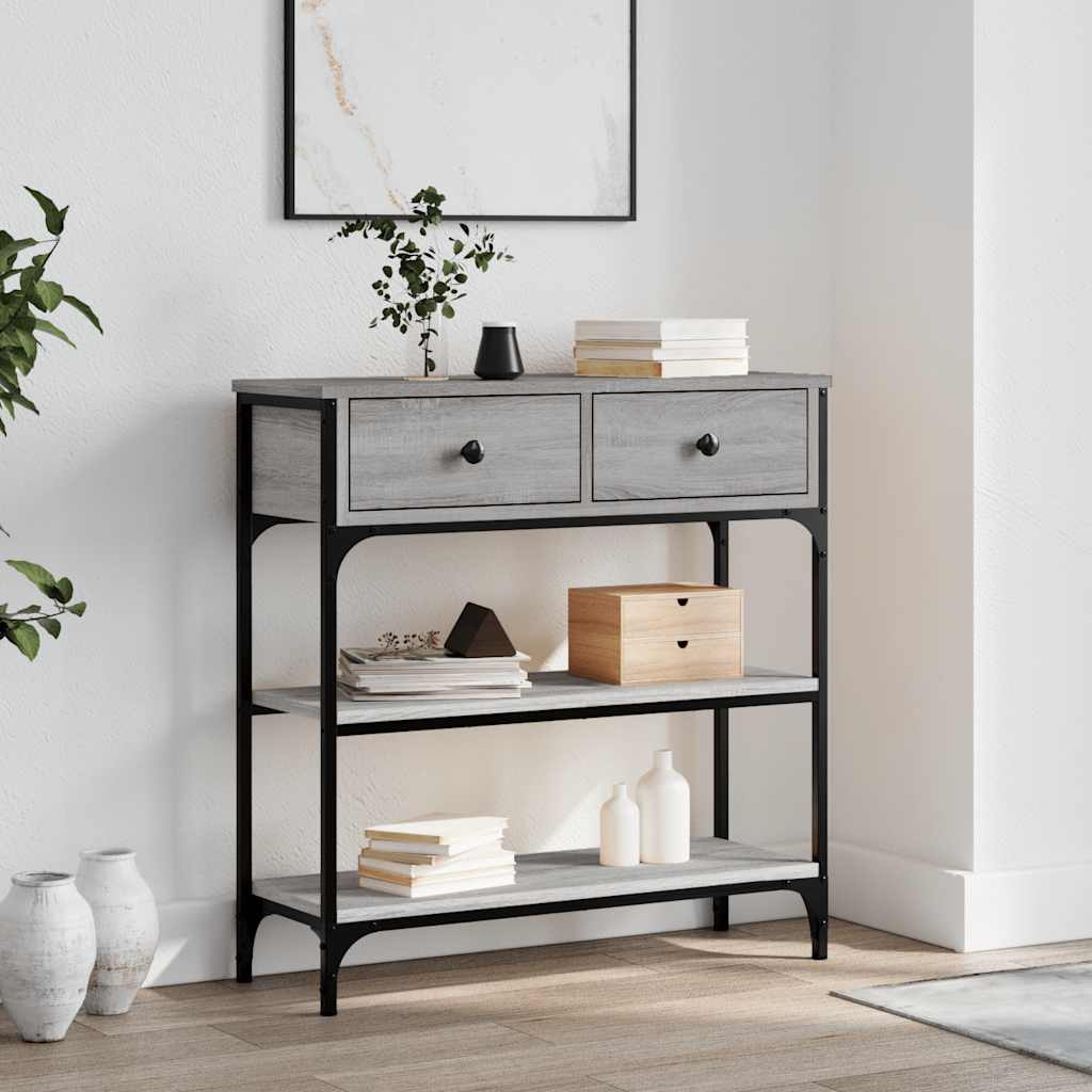 Konzolni stol siva boja hrasta 72,5x25x75 cm konstruirano drvo