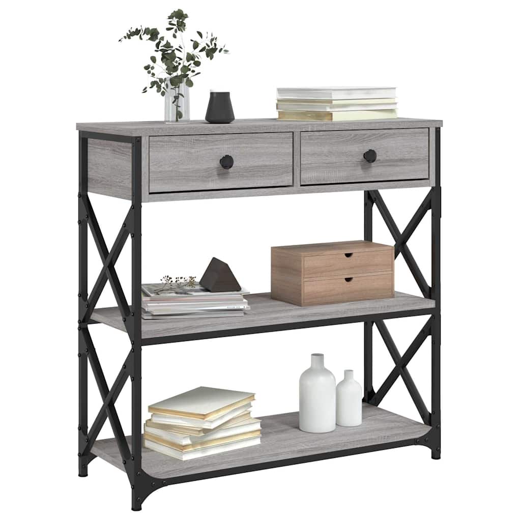 Konzolni stol siva boja hrasta 75x28x75 cm konstruirano drvo