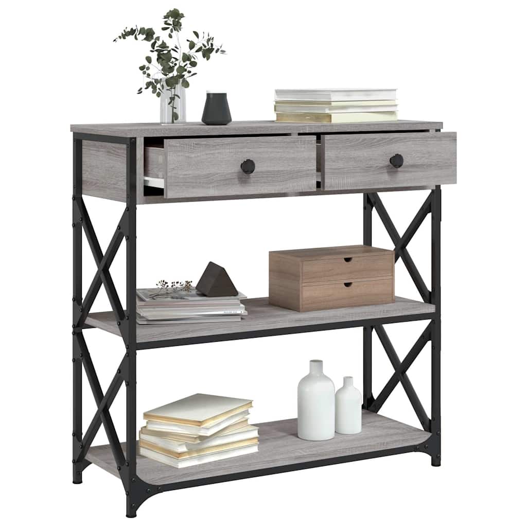 Konzolni stol siva boja hrasta 75x28x75 cm konstruirano drvo