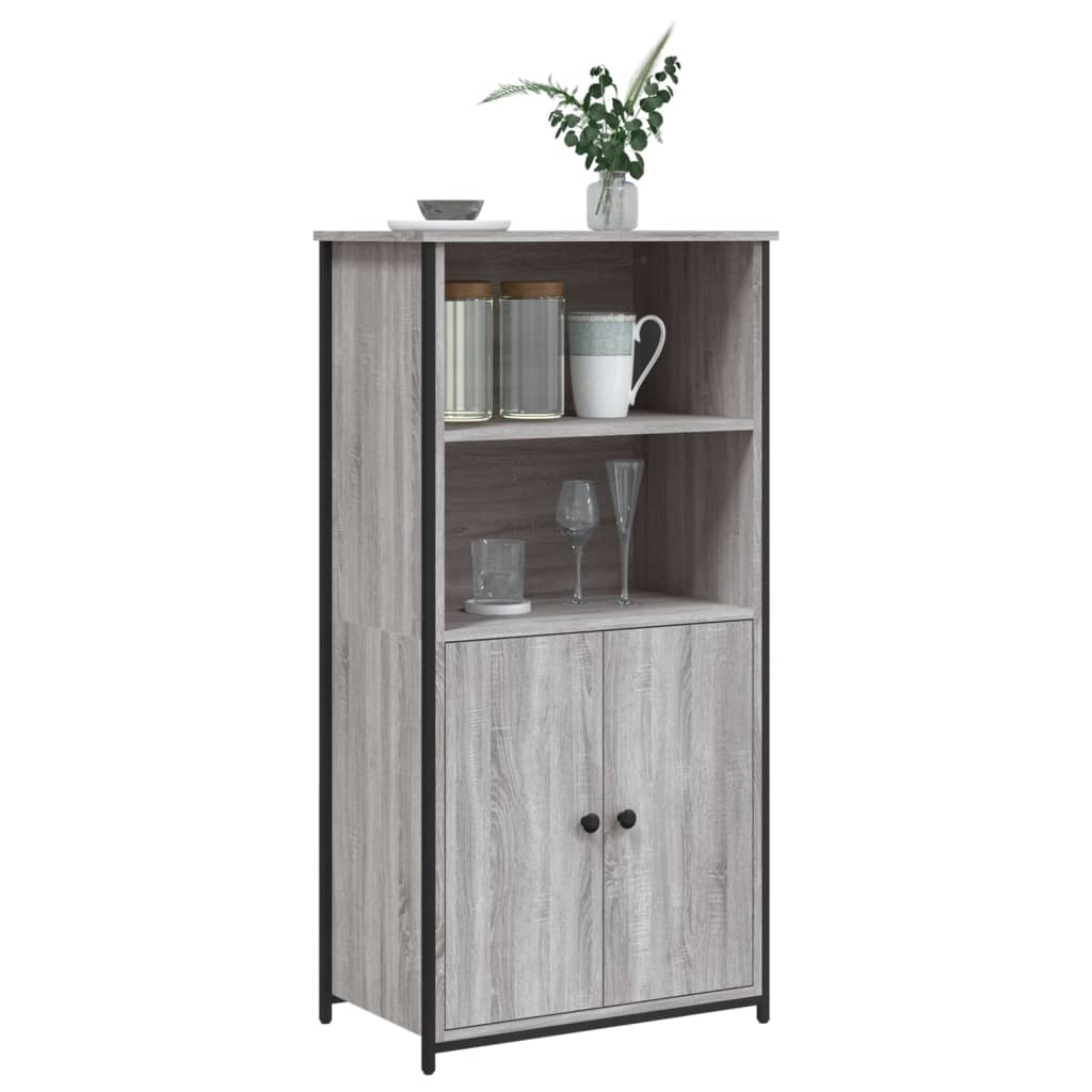 Visoka komoda siva boja hrasta 62x36x121,5 cm konstruirano drvo