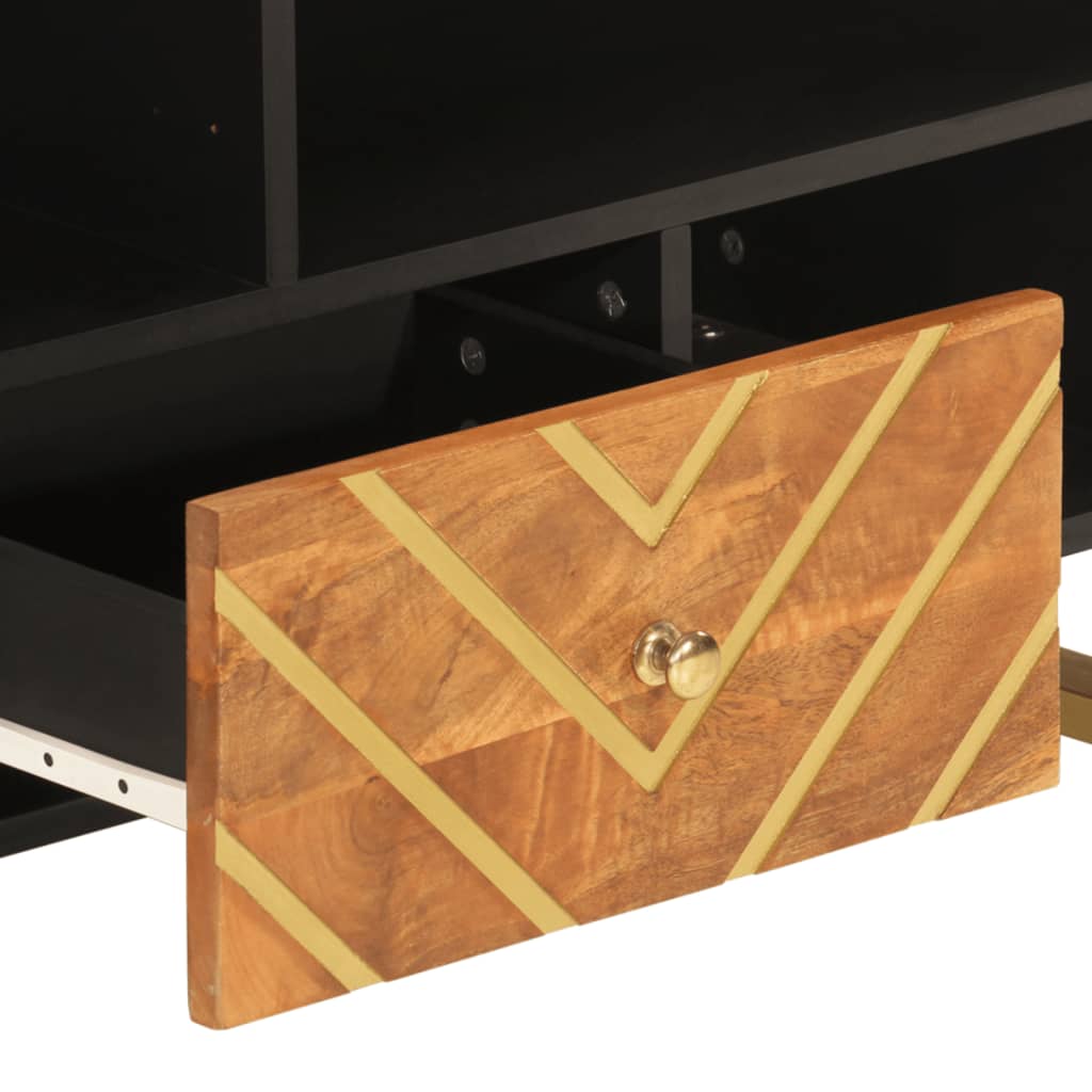 TV ormarić smeđe-crni 100 x 33,5 x 46 cm od masivnog drva manga
