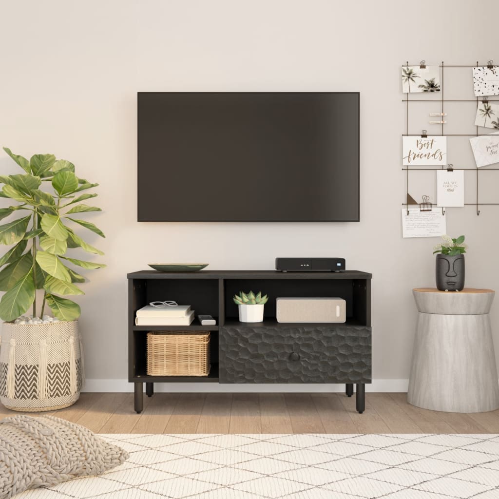 TV ormarić crni 80x33x46 cm od masivnog drva manga