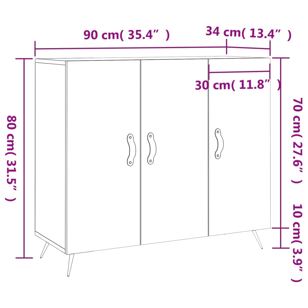 Komoda bijela 90x34x80 cm od konstruiranog drva