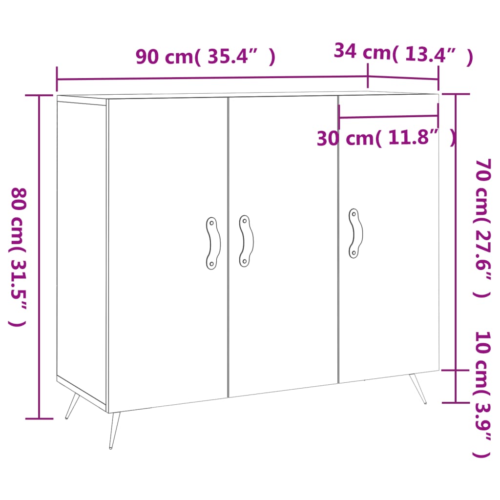 Komoda sjajna bijela 90x34x80 cm od konstruiranog drva