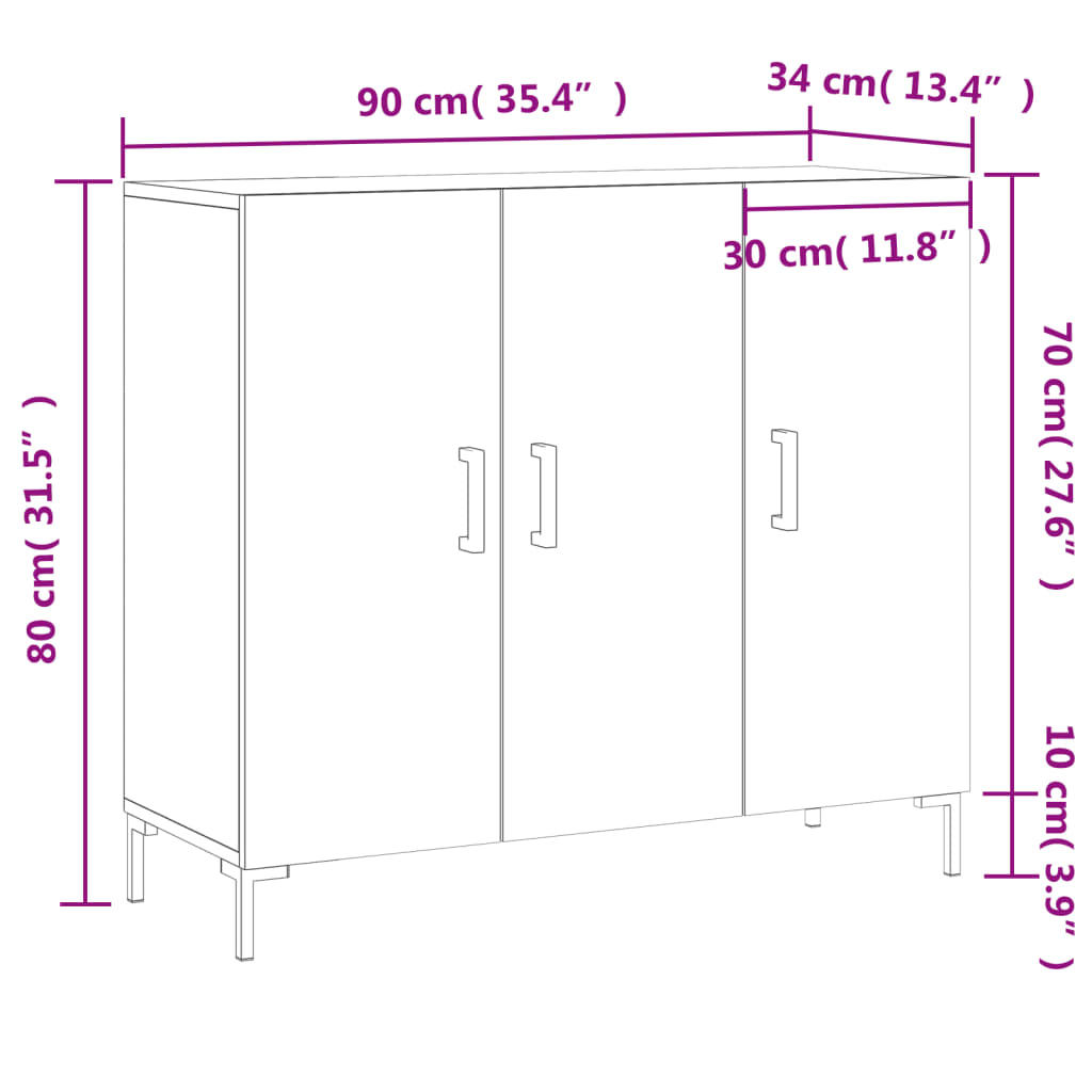 Komoda boja hrasta sonome 90 x 34 x 80 cm konstruirano drvo