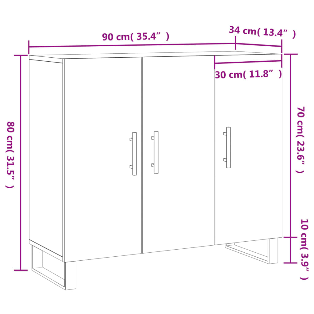 Komoda siva boja betona 90x34x80 cm od konstruiranog drva