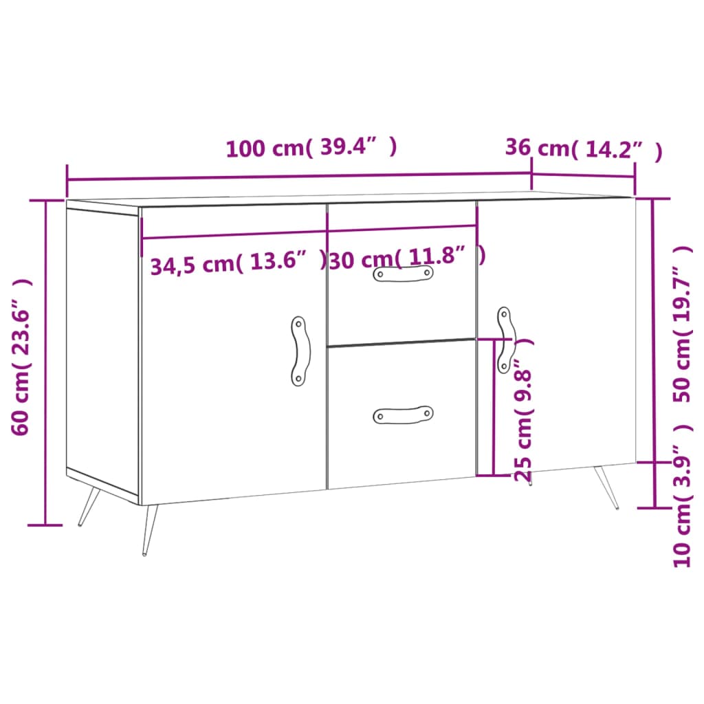 Komoda bijela 100x36x60 cm od konstruiranog drva