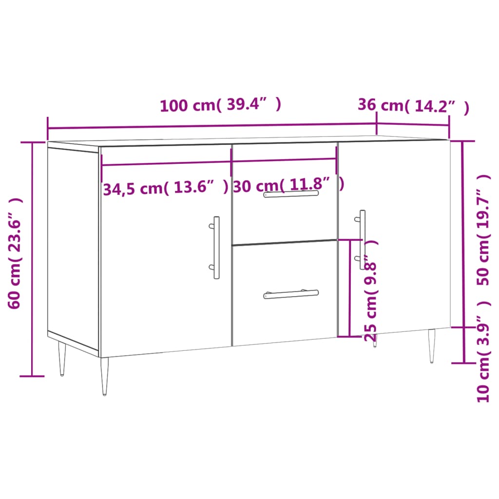 Komoda boja hrasta sonome 100x36x60 cm od konstruiranog drva
