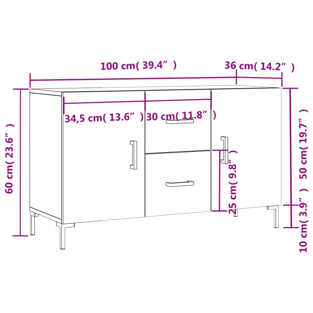Komoda boja hrasta sonome 100x36x60 cm od konstruiranog drva