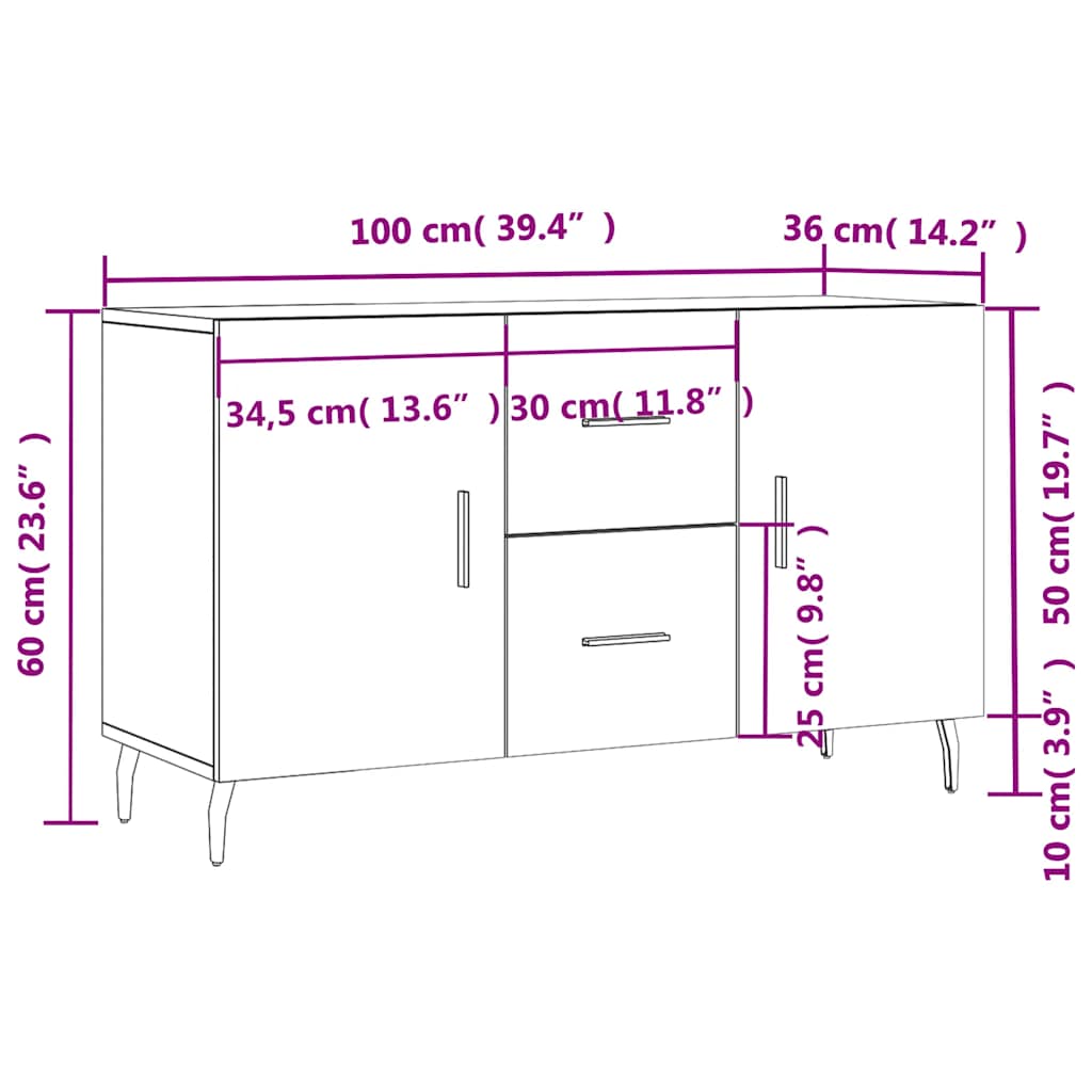 Komoda bijela 100x36x60 cm od konstruiranog drva