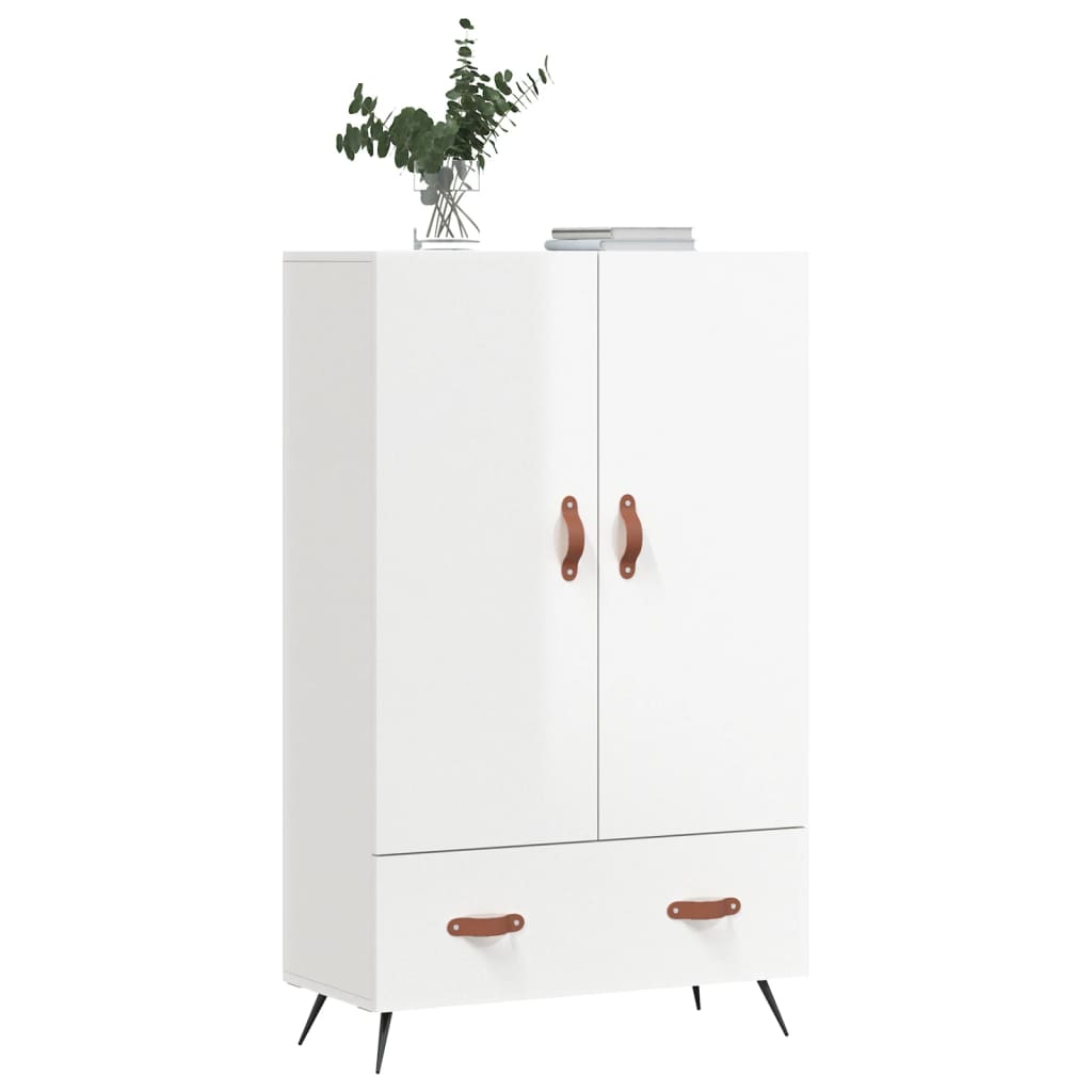 Visoka komoda sjajna bijela 69,5x31x115 cm konstruirano drvo