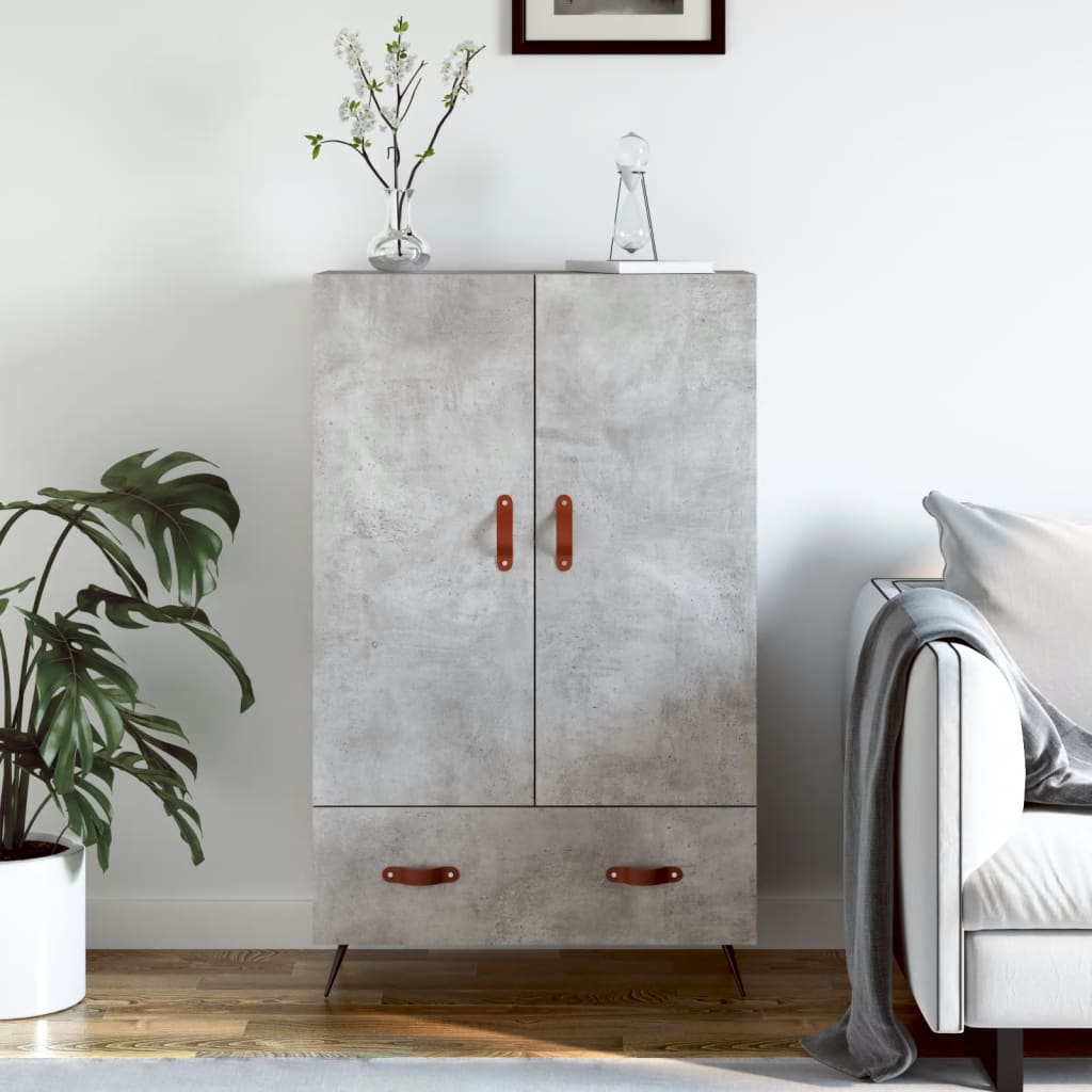 Visoka komoda boja betona 69,5 x 31 x 115 cm konstruirano drvo