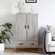 Visoka komoda siva boja hrasta 69,5x31x115 cm konstruirano drvo