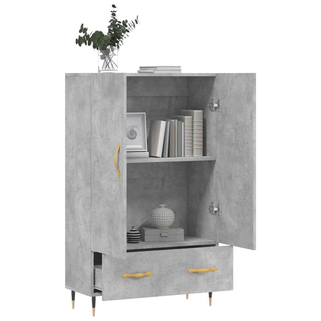 Visoka komoda boja betona 69,5 x 31 x 115 cm konstruirano drvo