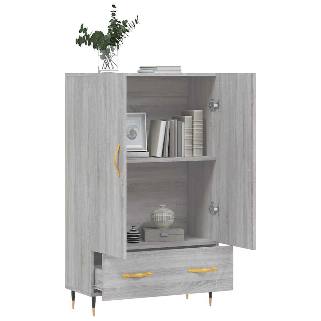 Visoka komoda siva boja hrasta 69,5x31x115 cm konstruirano drvo