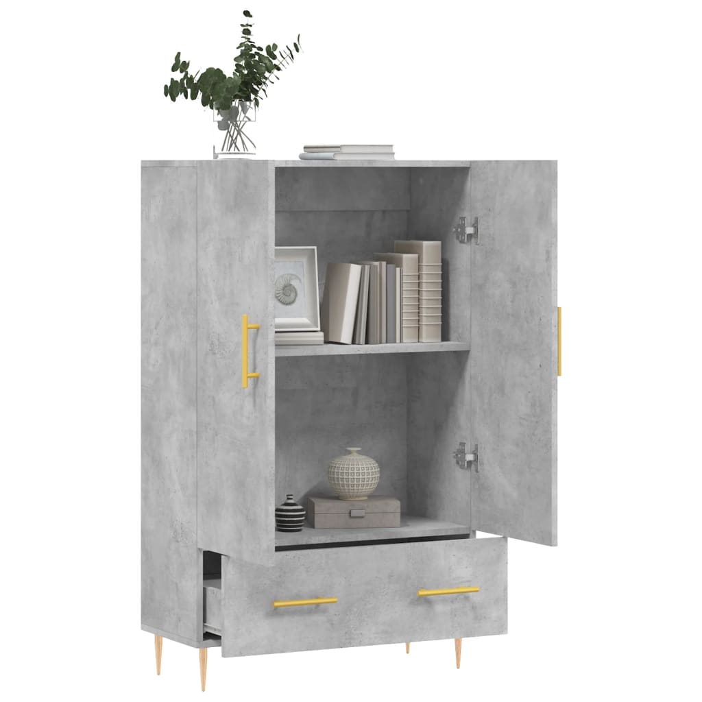 Visoka komoda boja betona 69,5 x 31 x 115 cm konstruirano drvo