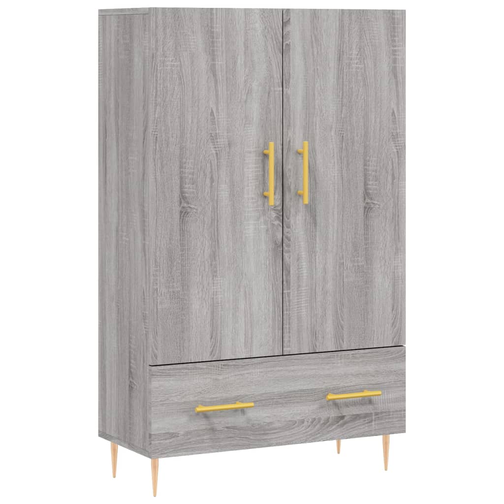 Visoka komoda siva boja hrasta 69,5x31x115 cm konstruirano drvo