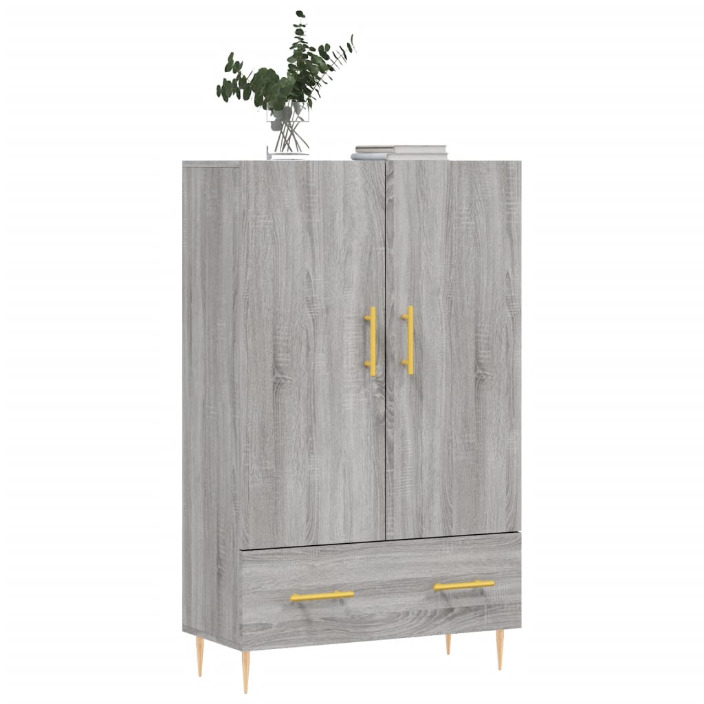 Visoka komoda siva boja hrasta 69,5x31x115 cm konstruirano drvo
