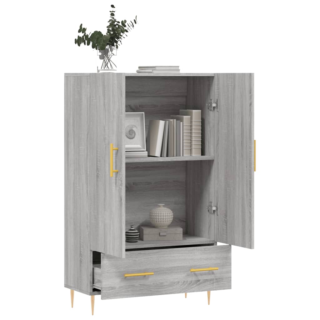 Visoka komoda siva boja hrasta 69,5x31x115 cm konstruirano drvo