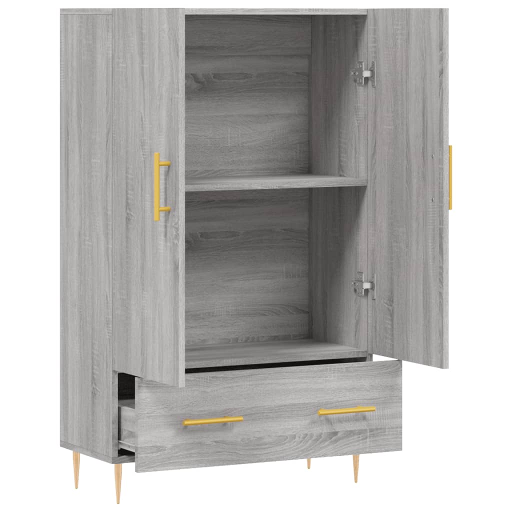 Visoka komoda siva boja hrasta 69,5x31x115 cm konstruirano drvo