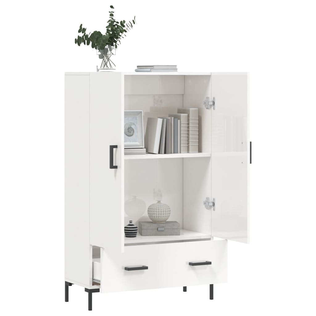 Visoka komoda sjajna bijela 69,5x31x115 cm konstruirano drvo